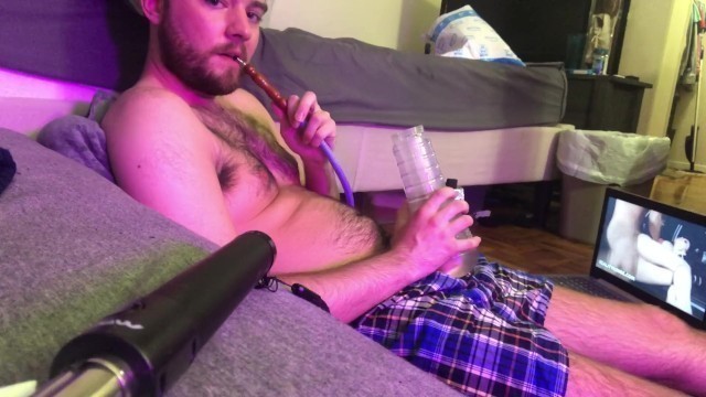 Smoking shisha, watching porn and beating off