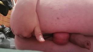 Teen boy masturbating with a dildo while moaning