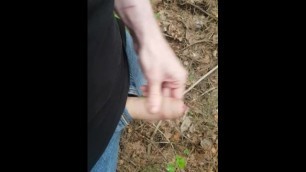 Boy pissing and wanking outdoor