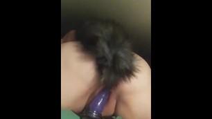 Solo riding strap on with wolf tail butt plug