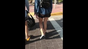 South Beach see through skirt voyeur public