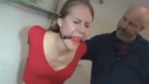 Helplessly cuffed and tormented - Bondage Girl