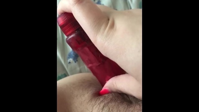 Spreading my pussy with my vibrating dildo