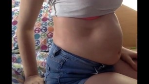 Belly stuffing tight pants, big belly, food baby (PART 1)