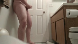Spying on hot guy jerking his BIG dick and cumshot