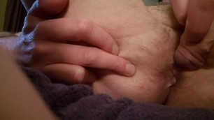 Pissing on my own asshole uncut soft cock