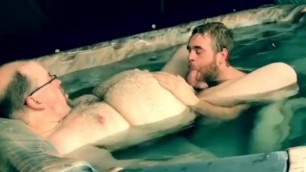 300 LB FAT CHUB DADDYV GETTING WORSHIPPED BY HUNGRY CUB IN HOT TUB