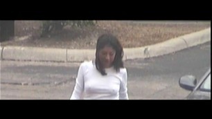 Brenda Lopez pussy showing while taking out trash