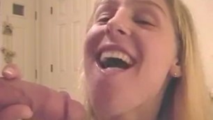 white girl blowjob deepthroat then cum