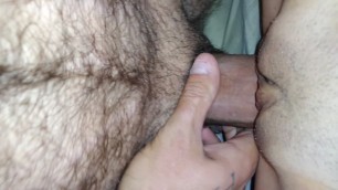 Quick up close cumshot on Asian girlfriend's pussy