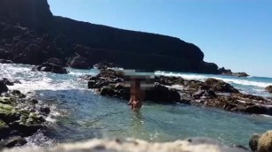 I jerk in a volcanic beach until I cum