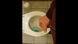 Quick jerk off in a public restroom