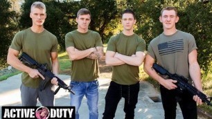 Savage Military Foursome Bareback Fuck Each Other