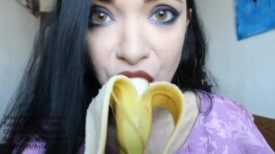 ASMR sexy girl eating banana and chips