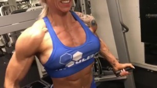 Ripped Muscle Girl Working Out