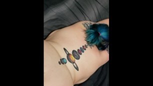 Blue hair girlfriend gets nailed from behind