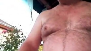 Sexy hungarian man is so horny in the garden!
