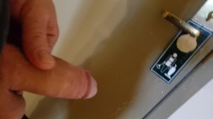 The piss room (Hotel piss play : Door, floor, air dryer, soap, sink)