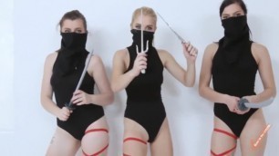 Three fucking girls ninjas fucked a lucky man