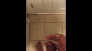 Big dick jerking off in the bathroom