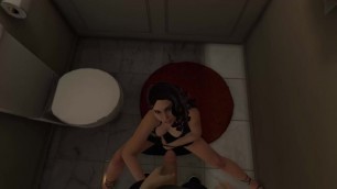 3D Hot Slut Caught Masturbating In Upstairs Bathroom at A Party !