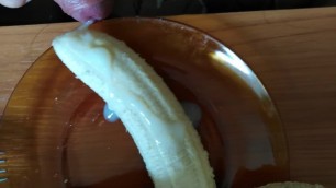 Uncut cum on food - banana