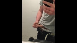 Wanking in hotel bathroom with lots of cum
