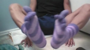 Fluffy Toe Socks Tease