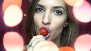 Strawberry ASMR - Mouth Eating Sounds - Miss Ruby 4k