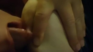 Wife teaser Licking her huge tits
