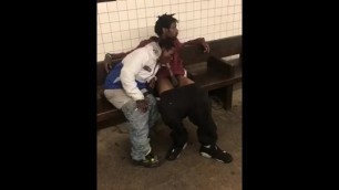 Crack Head Sloppy NYC TrainStation Blow Job