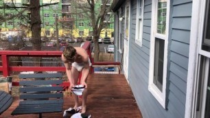 humiliated and locked out in diaper and briefs public dare
