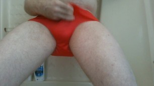 Cum and Piss in my red Shadowline Panties