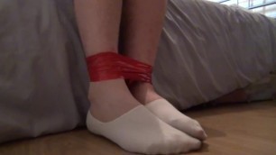 Tied Tape Up Feet in Invisible Ped No-Show Ankle Socks