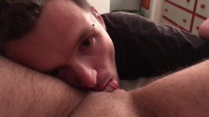 POV guy gives head oral to ftm big clit