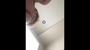 Ebony milf squirts in bathroom waiting to get ass fucked