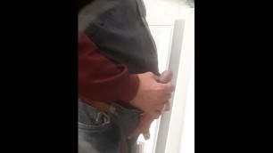 Spy big cock pissing at public urinals