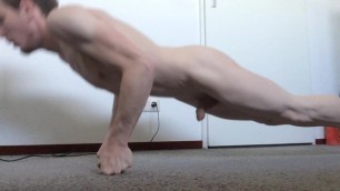 Naked workout: Push ups, crunches and squats