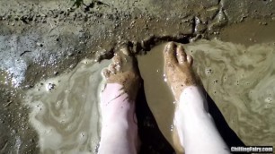 Chilling Fairy Playing Barefoot in the Mud
