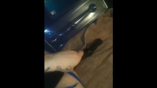 Whit boy onk fucking his hole long black dildo