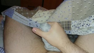 Jerking off and cumming inside sock. I had to be quiet :)