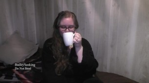Sick Girl Drinks Hot Tea To Clear Sinuses and Throat