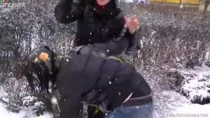 Snow food fight