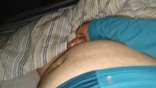 Chubby guy masturbating tiny dick