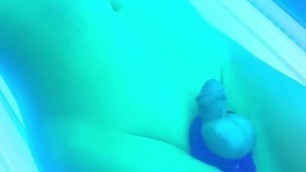 Slutty Sissy tanning bed small penis play dildo ass fuck