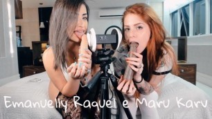 ASMR 3DIO Blowjob Emanuelly Raquel And Marukarv Brazilian Girls ORAL BBC