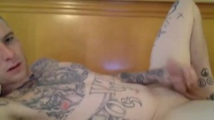 Dirty Straight SoCal White Tatted Thug Strokes White Cock, Cums