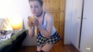 Sissy Piss Whore Drinks Her Own Piss