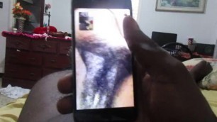 jerking off with my girlfriend on live chat.. hairy pussy