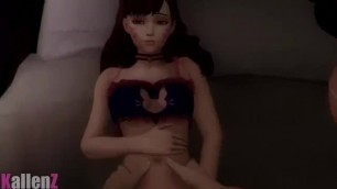 D.Va Small Teen Fucked Behind Mei’s Back In Bed